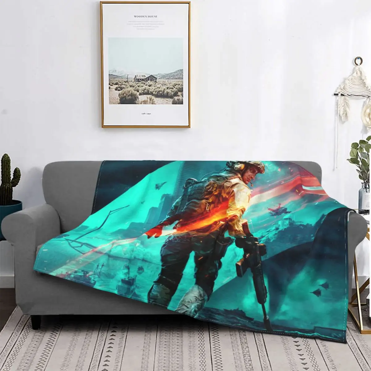 

Battlefield 2042 Blankets Fleece Decoration Ultra-Soft Throw Blankets for Bedding Bedroom Plush Thin Quilt