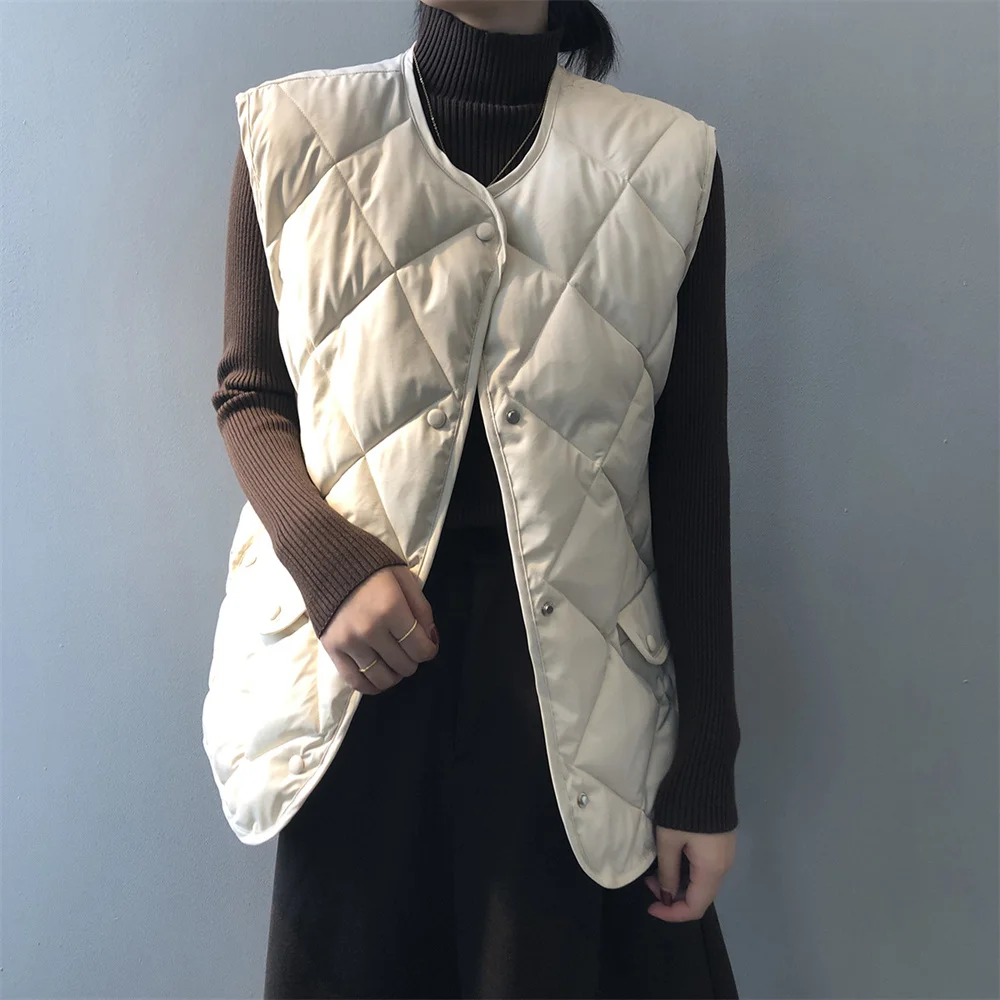 

HziriP Padded Cotton Vest Coats Covered Buttons Parka Fashion Women Casual New 2021 OL Loose Hot All Match Warm Winter Jackets