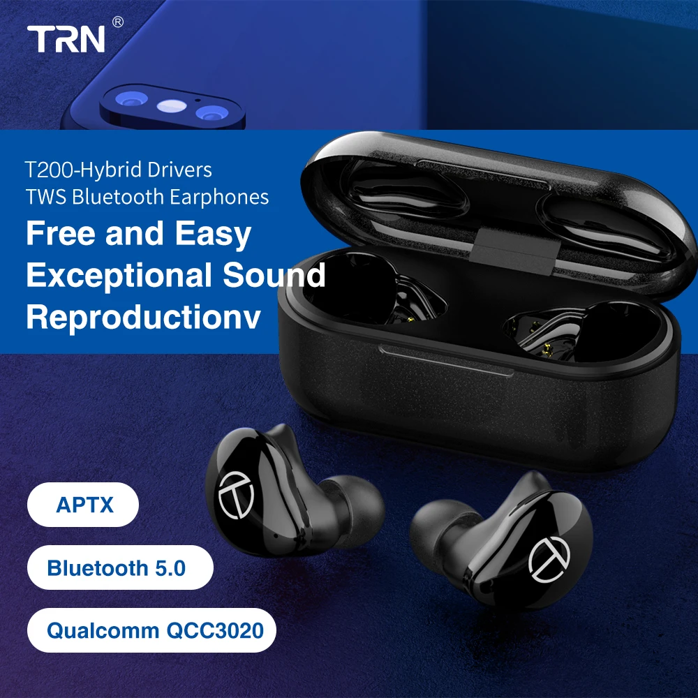 

Беспроводные наушники TRN T200 с шумоподавлением, гарнитура TWS QCC3020, Bluetooth 5,0 Aptx, гибридные драйверы