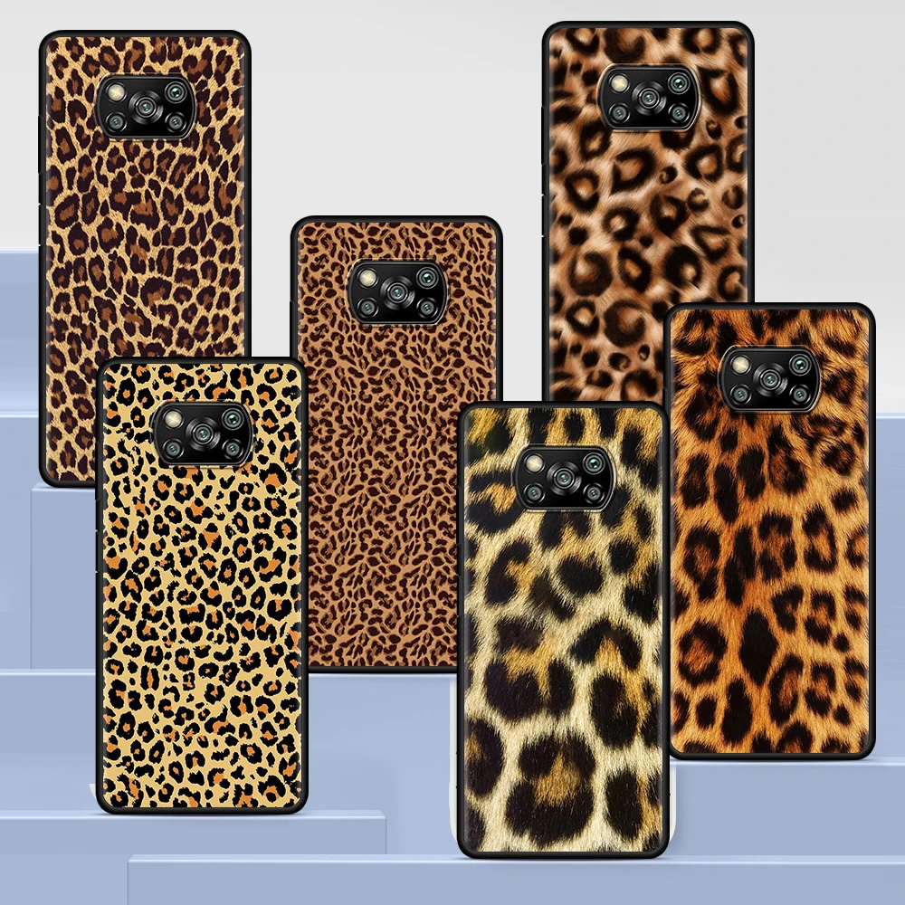 

Fashion Leopard Prints Case for Xiaomi Poco X3 NFC M3 M4 Pocophone F1 F3 Redmi Note 9s 9 8 10 Pro Black Soft Phone Cover Coque
