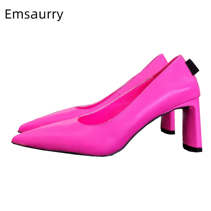 

Sexy Point Toe Genuine Leather Women's Pumps Unique High Heel Slip-on Dress Shoes Print-Letter Heels Woman