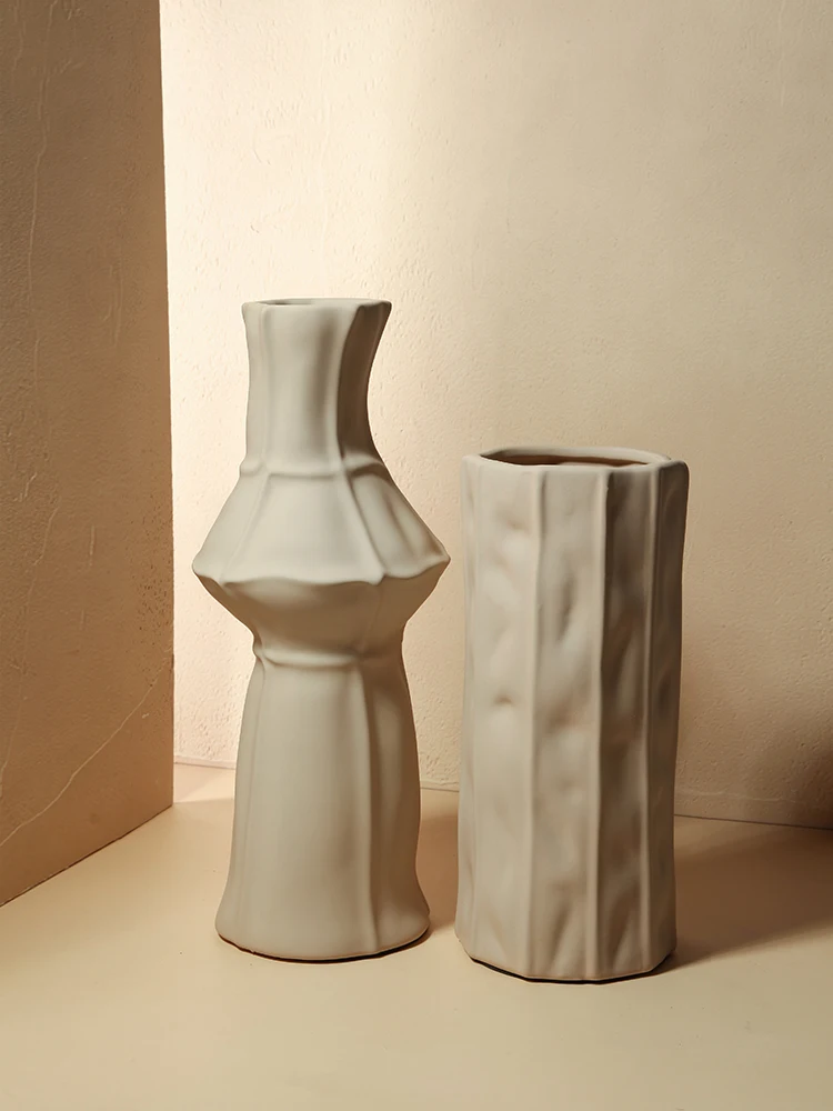 

Wedding Vase Brown Porcelain Modern Geometric Oficina Decoracion Escritorio Minimalist Floor Large Jarrones Vases BG50VS