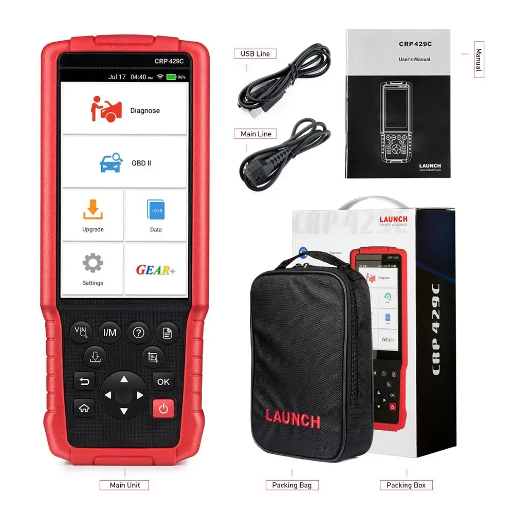 Автоматический диагностический инструмент LAUNCH X431 CRP429C OBDII для двигателя/ABS/SRS/AT с 11