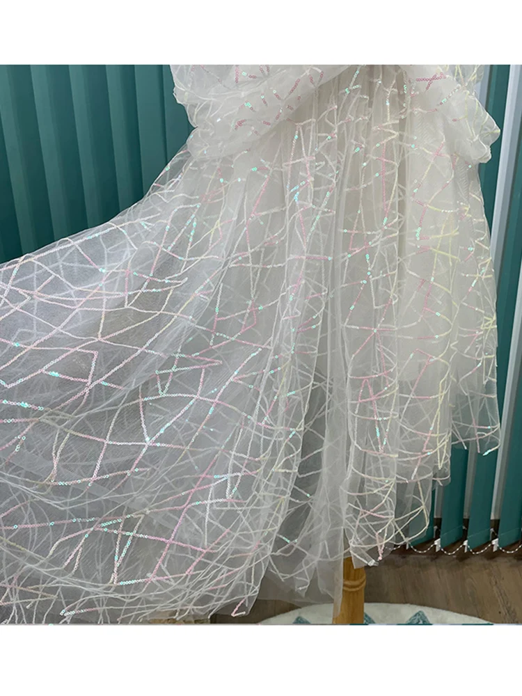 

Retro color sequins sexy leaky back cape sleeves high waist dress ladies summer new fashion irregular loose big pendulum skirt