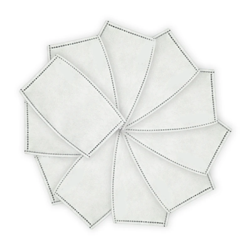 

50Pcs Activated Carbon Filter 5 Layers Filter PM2.5 Fliter Replaceable Face Mask Breathing Filters Adult Mouth Mask