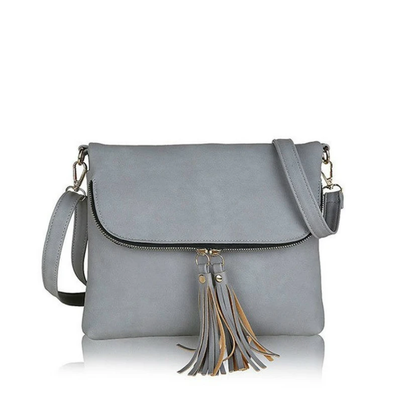 

Free shipping ladies shoulder bag solid color small square bag messenger bag wild simple tassel female bag retractable handle