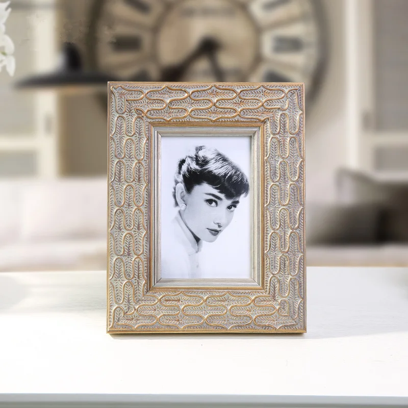 

European Luxury Theme Art Crafts Decor Photo Frame 1 Piece Wooden Picture Frame Rectangle 3-10" Frames for Pictures Marco Foto B