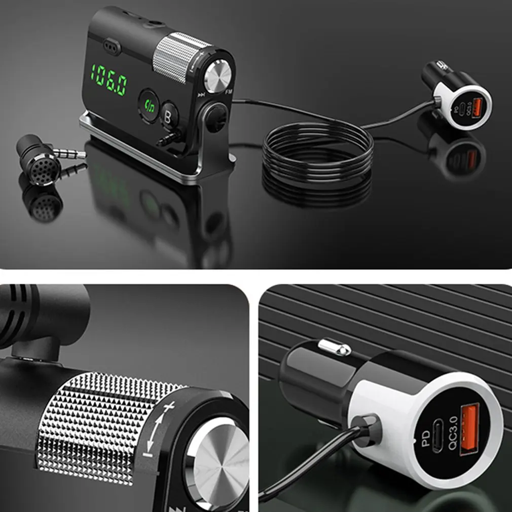 Car Kit FM Transmitter MP3 Player Lossless TF Music Play PD18W QC3.0 Fast Charge Noise Reduction Call |