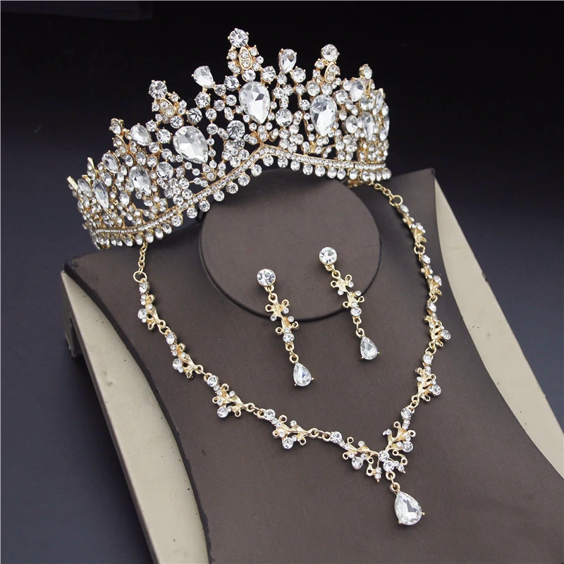 

Baroque Crystal butterfly Bridal Jewelry Sets for Women Fashion Tiaras Earrings Necklaces Set Wedding Bride Jewellry Set