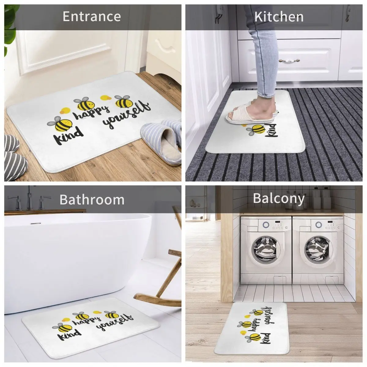 Пчелиный положительный Придверный коврик ковер полиэстер нескользящий