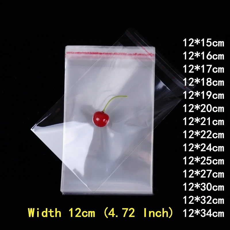 

500pcs 12cm Wide Plastic Bag Clear Self Adhesive Cellophane Bag Jewelry Package Gift Packing Bag Bauble Christmas Decoration