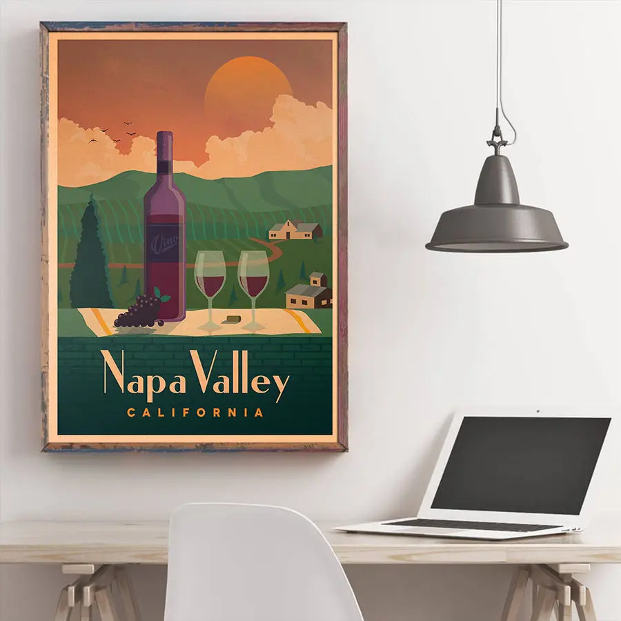 Калифорнийский пейзаж живописный постер с пятнами Художественная печать на