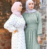 muslim european and american large womens dress waist wave dot small fresh dress long skirt