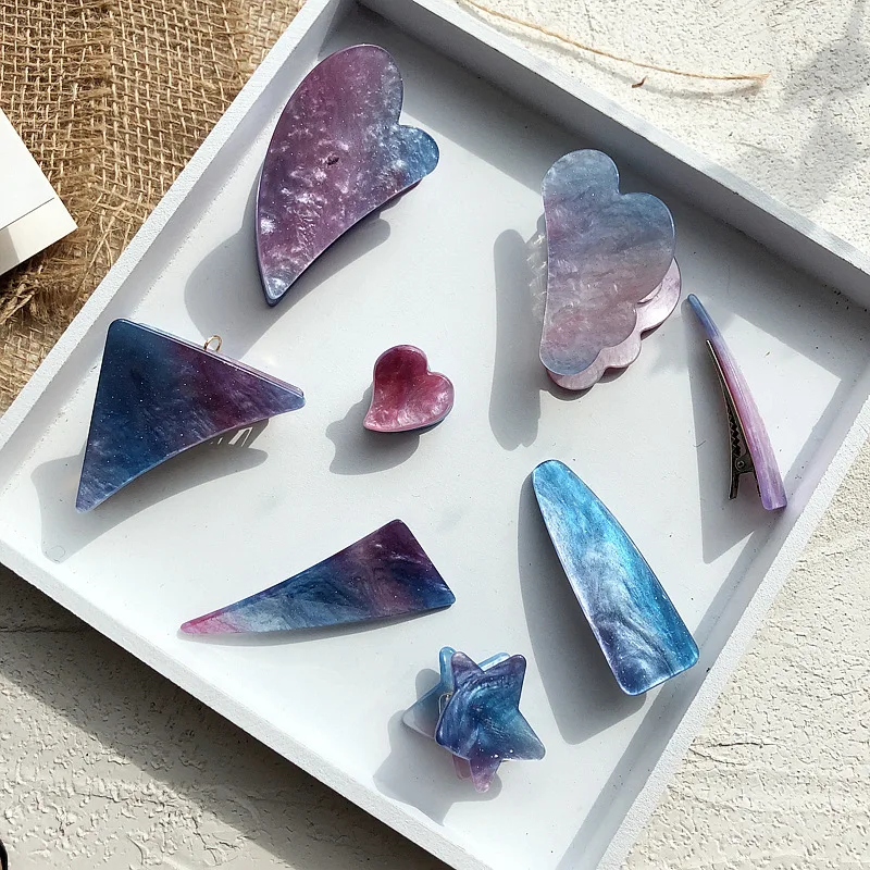 

Colorful Geometric Hair Clips Hairpins Hair Claws Barrettes Headbands 2021 New Hair Accessories Women Girls Cute Acetate Starry