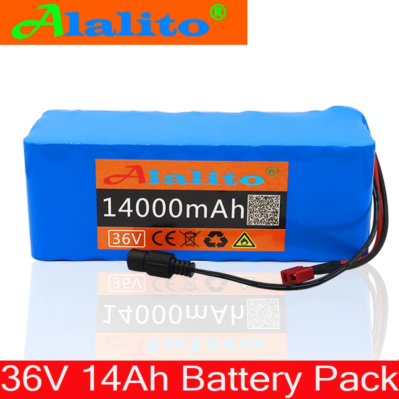 Alalito 10S4P 36V 14000 мА/ч, 500 Вт высокой мощности Мощность Ёмкость 42В 14AH 18650 Литий Батарея Электрический мотоцикл велосипед Скутер с BMS