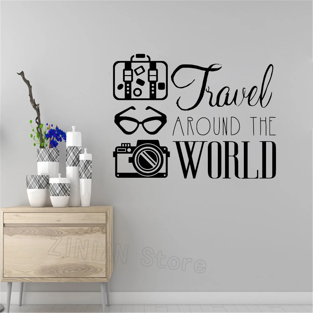 Офисная Настенная Наклейка A557 стикер для спальни путешествий по всему миру