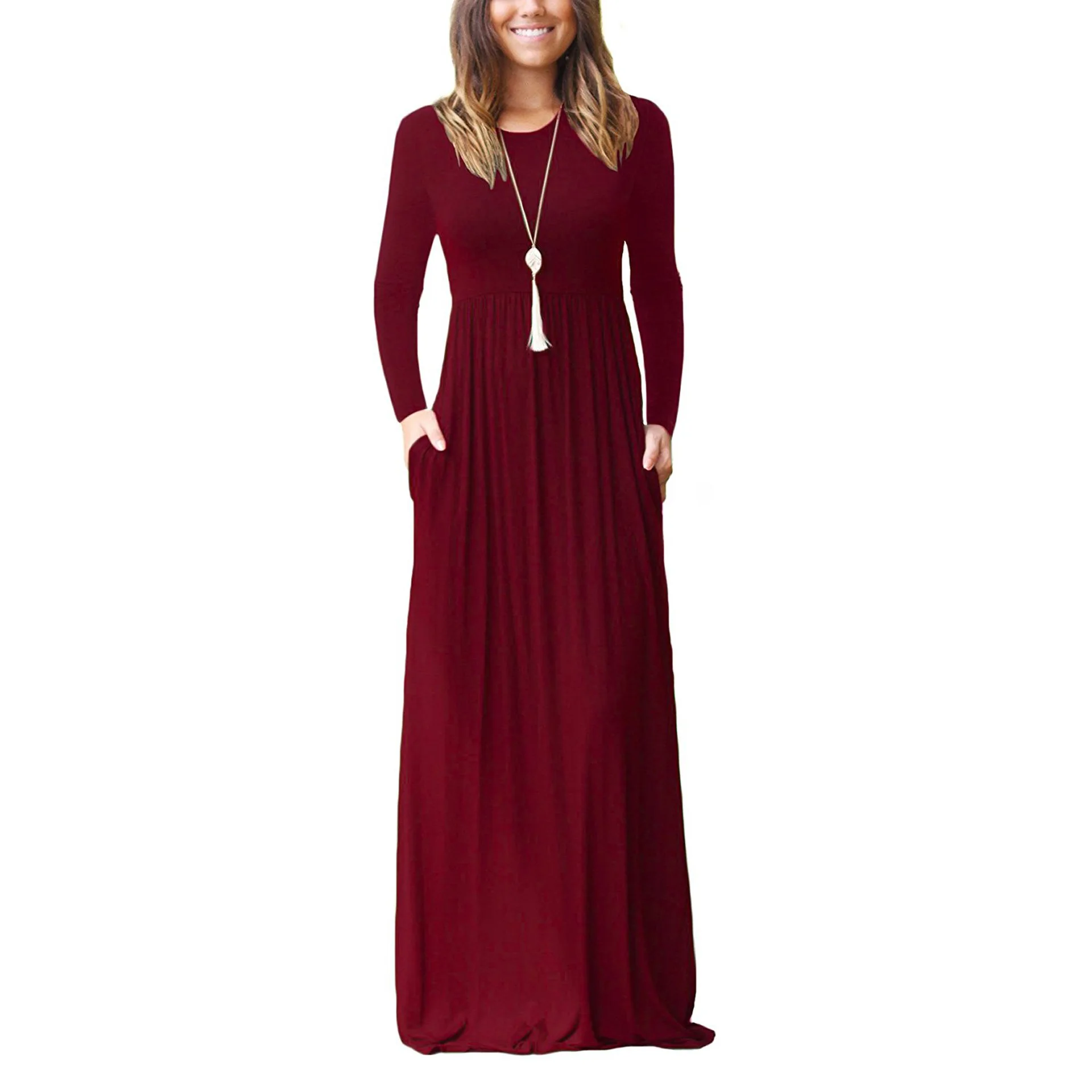 

Long sleeve elastic waist dress