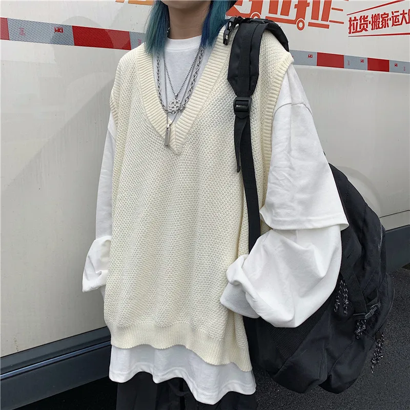 Весна 2020 Новое поступление мужской однотонный свитер жилет корейский стиль