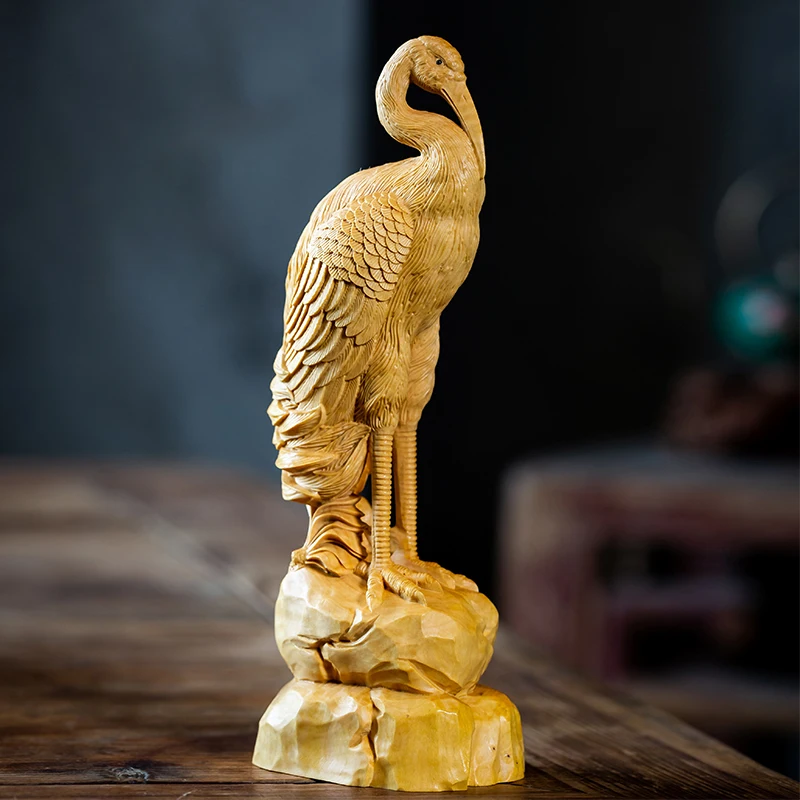 20 см кран долгий талисман Дерево маленькое животное деревянная статуя