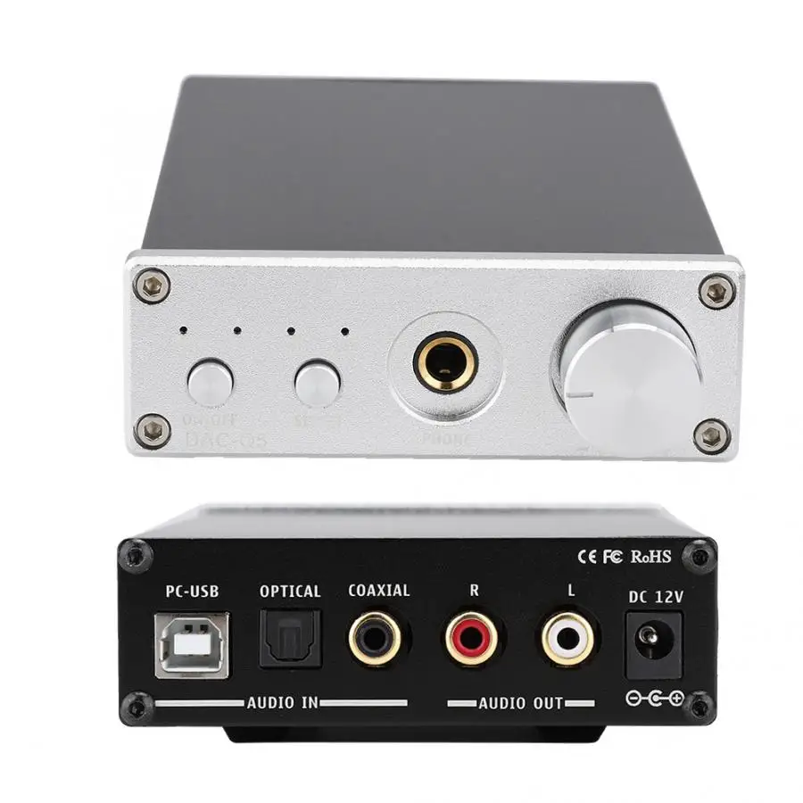 DAC-Q5 HIFI стерео 24 бит/192 кГц для RCA/6,35 мм разъем для наушников выход усилитель для наушников 110-240 в усилитель активных динамиков