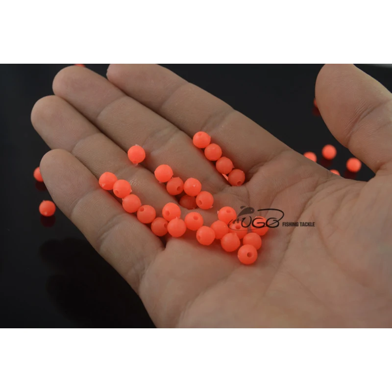 200 шт./лот 7 мм * Премиум оранжевый цвет круглые мягкие светящиеся бусины Рыбалка
