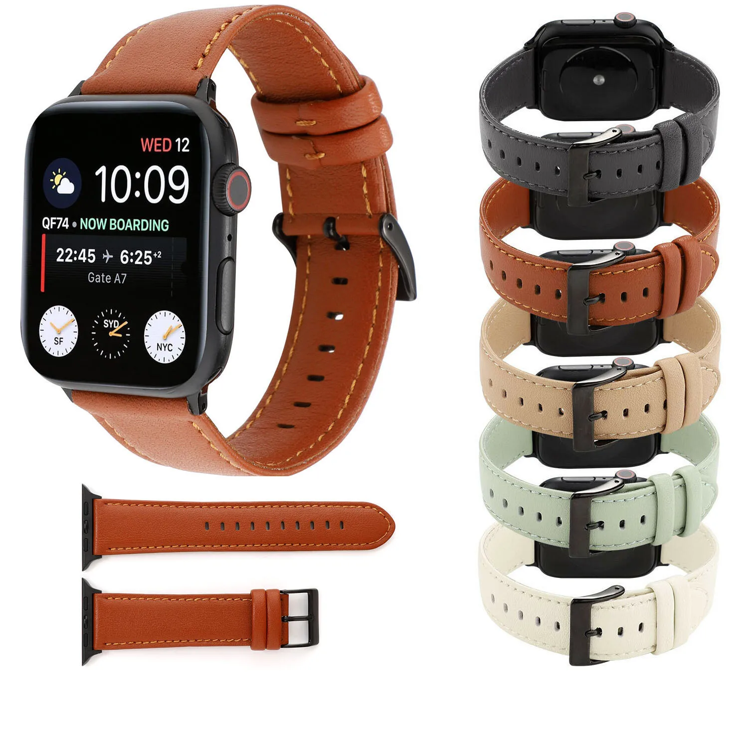 Ремешок из натуральной кожи для Apple Watch классический браслет воловьей iWatch Series 1 2 3 4