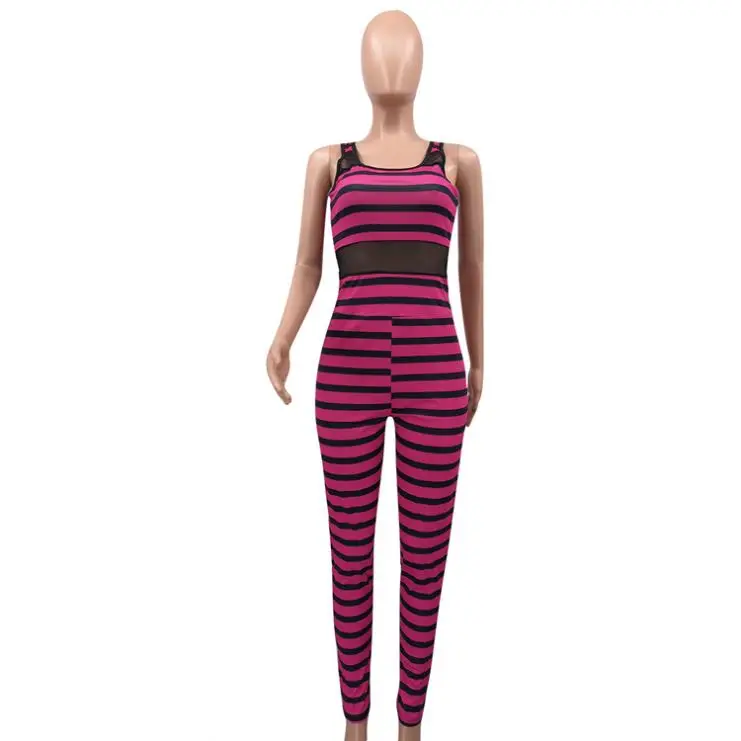 

corset gym striped womens summer ladies one piece casual cotton sleeveless jumpsuits