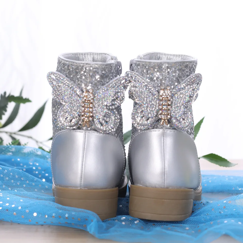 Детские Нескользящие ботинки с бантом и блестками на мягкой подошве |