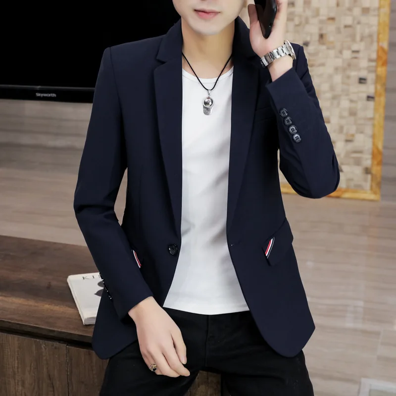 HOO 2022 мужской тонкий повседневный костюм Молодежная лента украшение модные