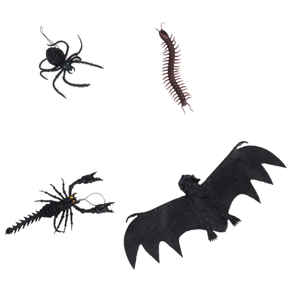 

4Pcs Scary Prank Simulation Insects Fake Centipede Scorpion Bat Spider