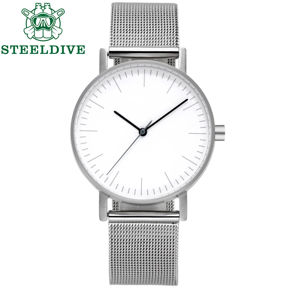 Часы Steeldive 8106 кварцевые роскошные мужские часы Швейцария 763 минималистский