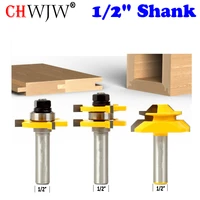 chwjw 3pc 12mm 12 shank high quality tongue groove joint assembly joinery router bit set 34 stock wood cutting tool