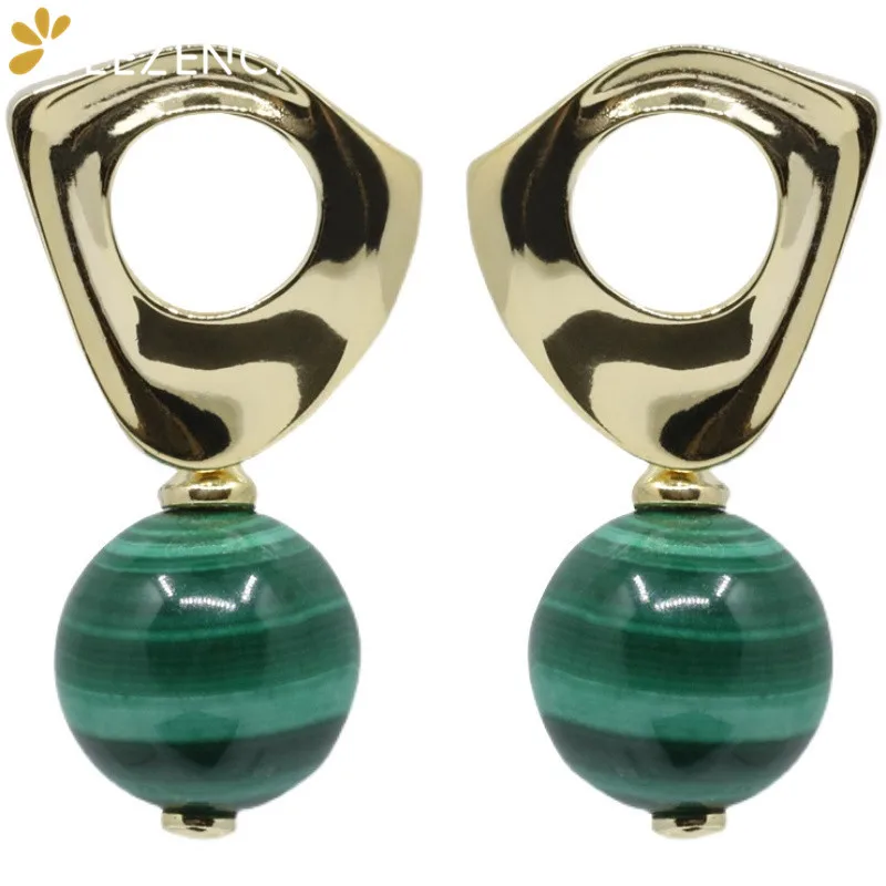 

GEEZENCA Natural Malachite 925 Silver Stud Earrings Fine Jewelry Women Green Stone Simple Earring 2021 New Trend Fashion Gift