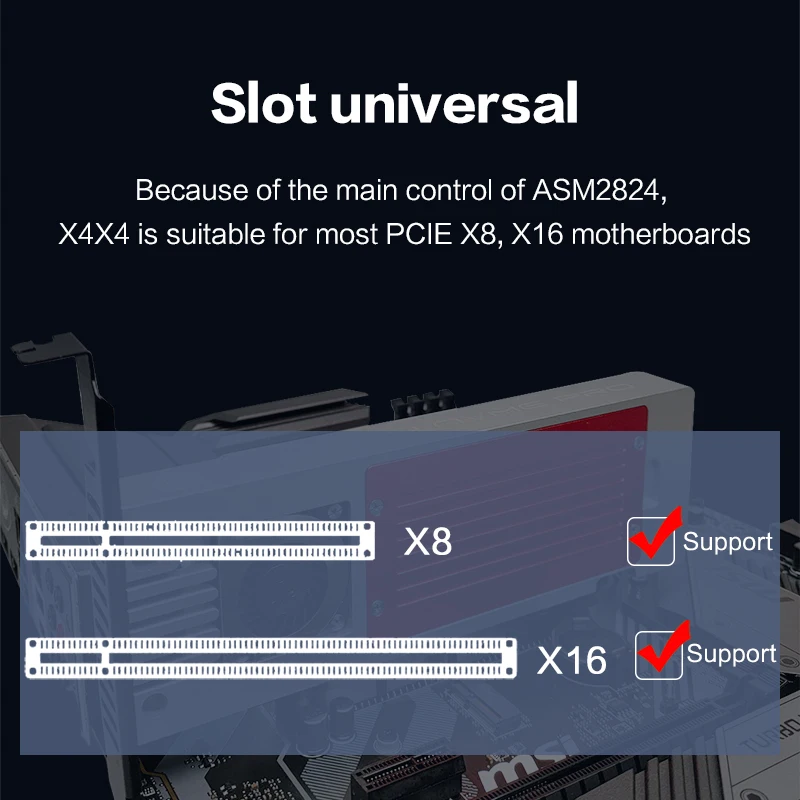 JEYI X4X4 4 * NVME PCIE 3 0 GEN2 TO ASMEDIA 2824 ASM2824 U.2 SSD PCI E GEN3 X8 PCIE3.0 PCIEX16 PCIEX8 PCIENVME 4XPCIE 4XNVME|Платы