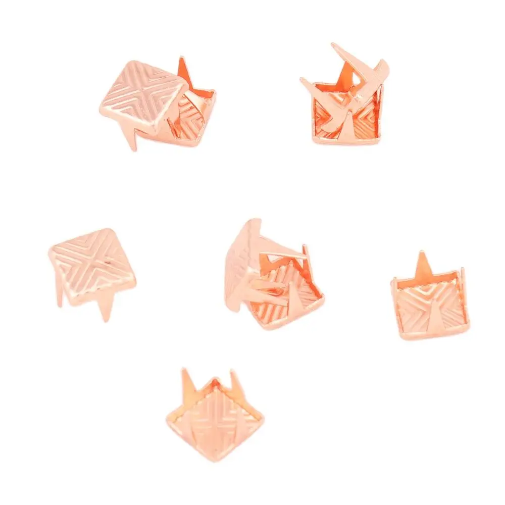 7mm Rose gold Square Spikes Garment Rivets for Clothing Four claw metal studs and clothies Handmade Accessories DIY | Дом и сад