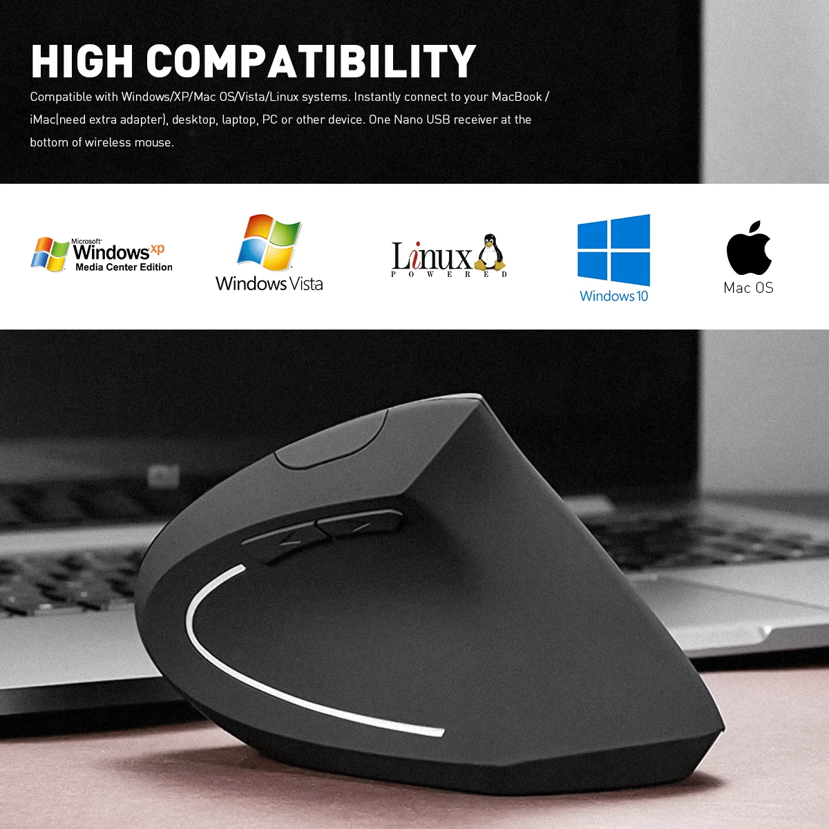 usb wireless vertical gaming mouse ergonomic desktoplaptop health vertical mouse 10001600 dpi for game office home free global shipping