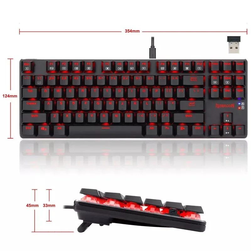 Redragon K590 Wireless Gaming Mechanical Keyboard, Compact 87 Keys Quiet Ultra Thin for Computer PC