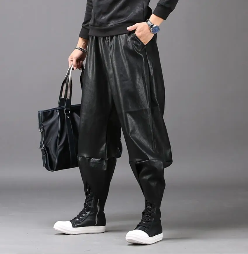Женская Новинка 2019 мужская одежда GD Парикмахерская кожаные брюки-фонарики брюки