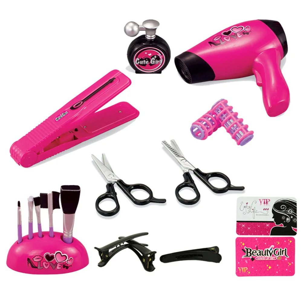 Детский набор игрушек для салонов красоты макияжа с феном выпрямитель волос