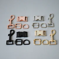50 Sets 20mm Metal D Ring Belt Straps Slider Breakaway Side Release Buckle Spring Hook-Rosegold, Gold ,Black,Silver