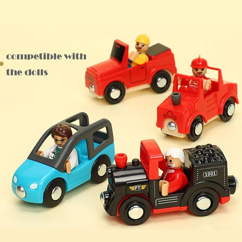 Деревянная железная дорога магнитный поезд игрушки деревянный трек аксессуары