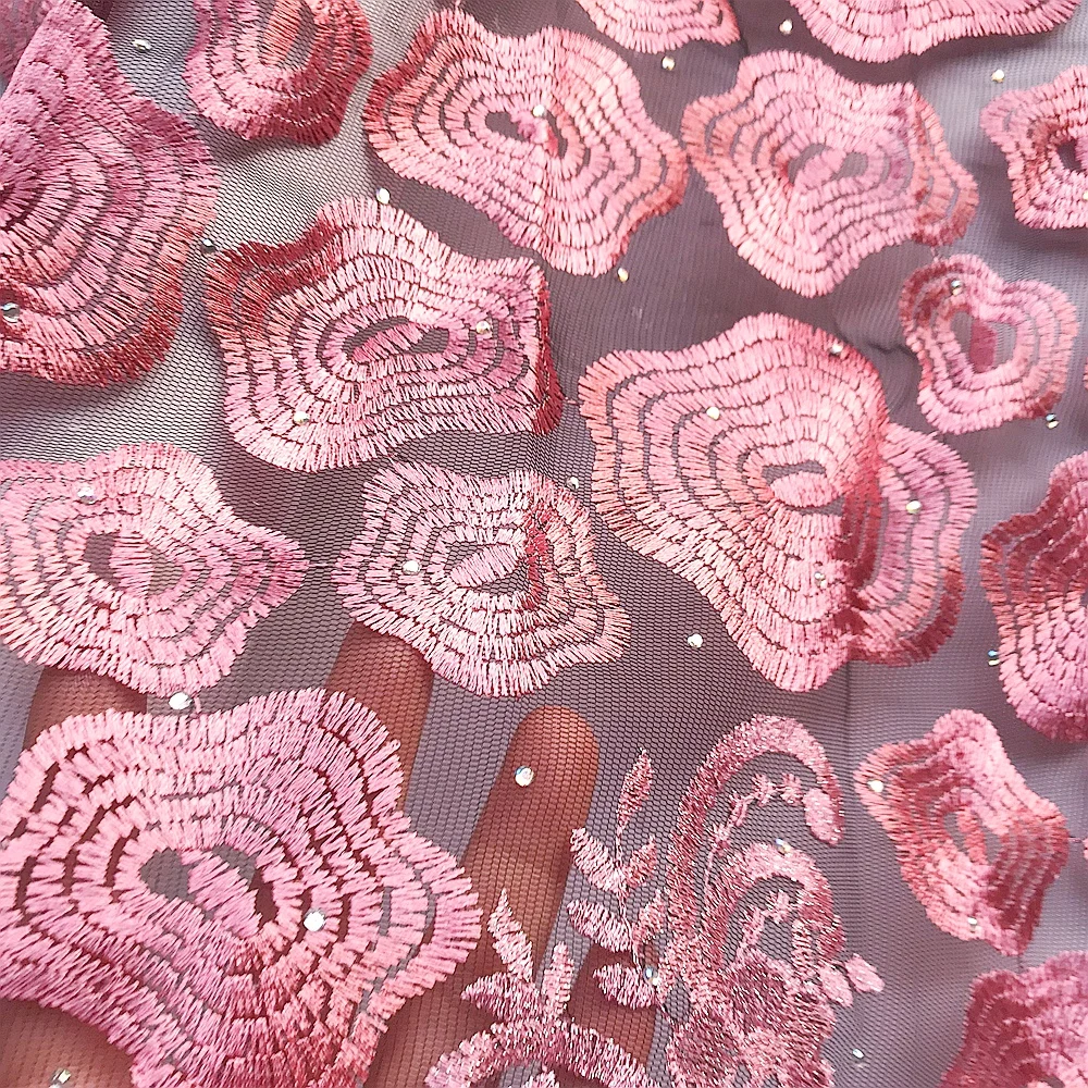 

High Quality Nigerian Lace Fabric 2020 Latest French Stone Swiss Lace Fabric African Tulle Net Lace For Wedding Dress