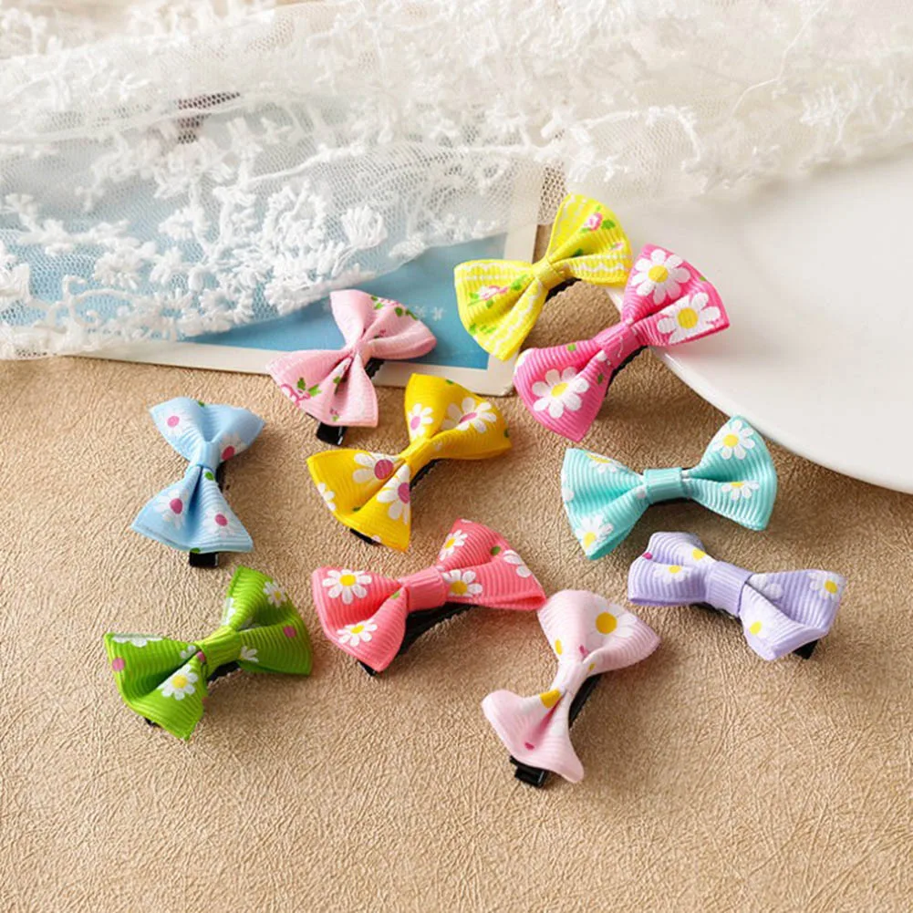 Мини заколка для волос с бантом детские заколки милым цветочным принтом милые