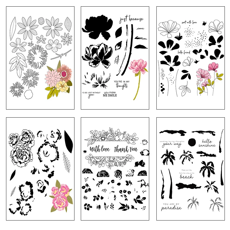 

Цветы, листья, счастливые металлические штампы для вырезания, прозрачные штампы для рукоделия, скрапбукинга, ремесла с тиснением, новинка ...