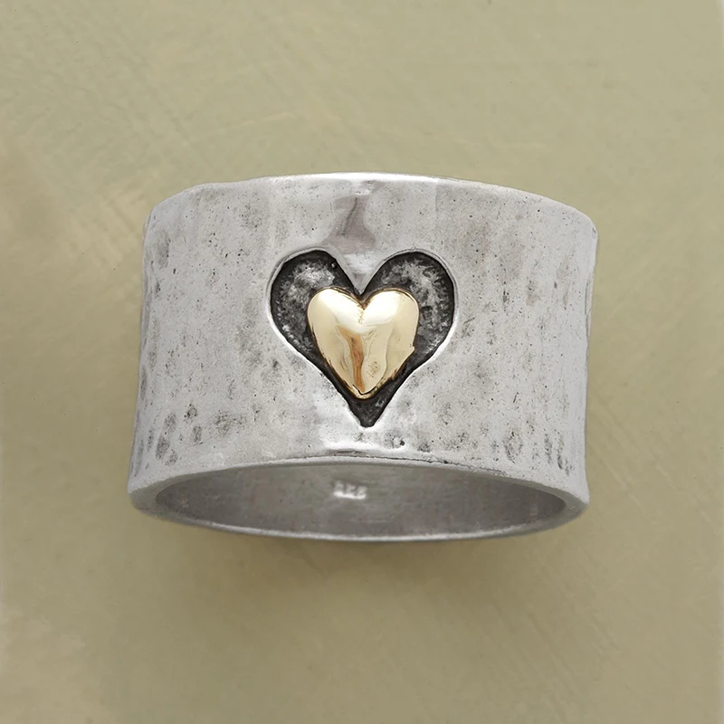 

Fashion Antique Vintage Silver Colour Heart Shape Ring Ladies Engagement Wedding Party Jewelry Gift