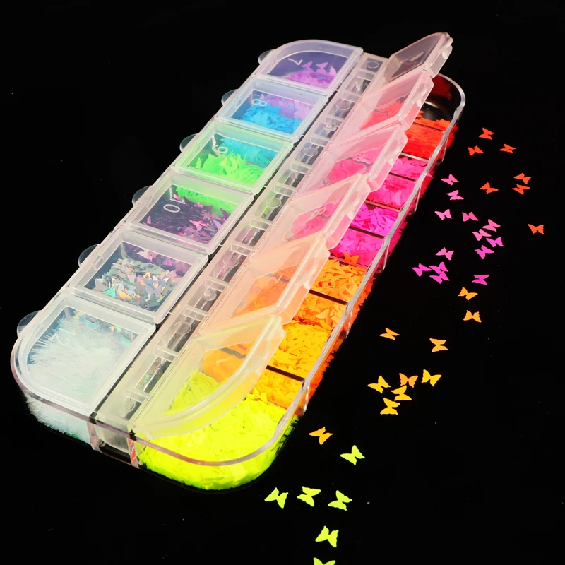 

3D Shiny Butterfly Nail Art Sequins Glitter Flakes Holographic Fluorescent French Manicure Charms Nails Decorations Accessories