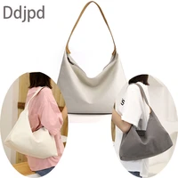 ddjpd fashion white large capacity fashion canvas bag ladies korean simple shoulder bag casual shopping bag large tote bag