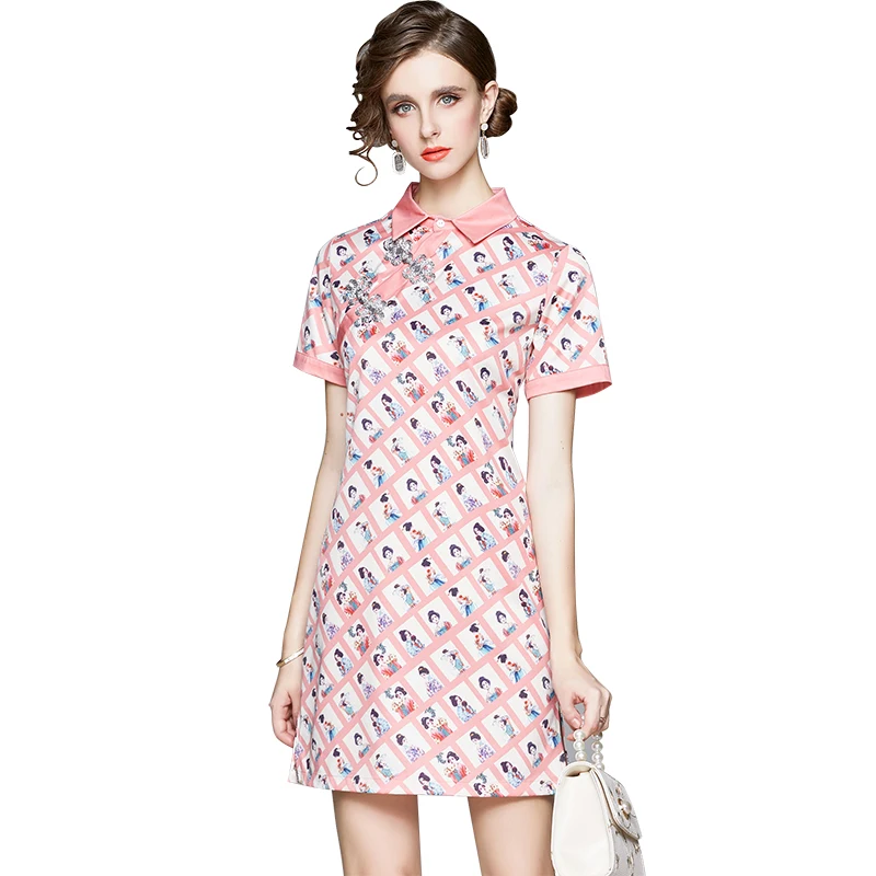 

- make Europe and the United States the new button slim skirt restoring ancient ways small and pure and fresh girl print dress