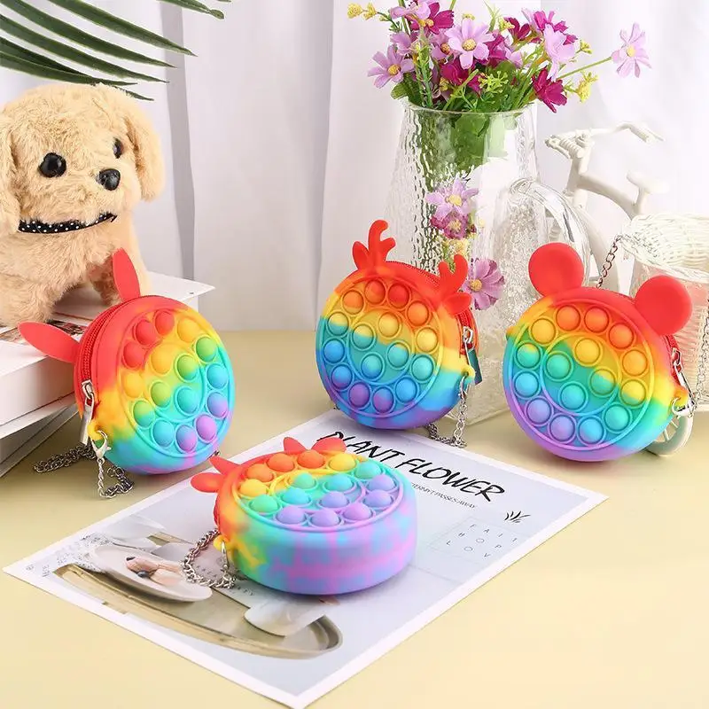 

Wholesale Kawaii Bag Pops Fidget Toys Push Its Bubble Stress Reliever Rainbow Simpl Rodent Pioneer Children Sensory Toy Backpack
