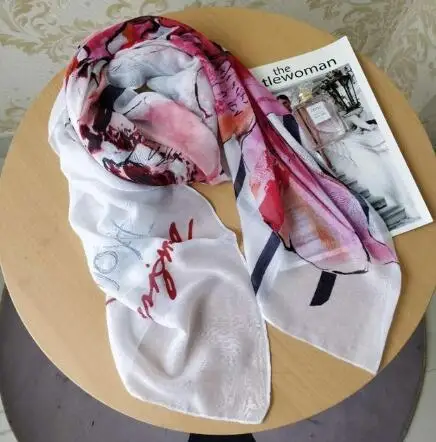 Абрикосовый desigual женский длинный красный шарф с геометрическим рисунком, осень-весна, Испанский Дизайн, подарки на день рождения - Цвет: Абрикосовый